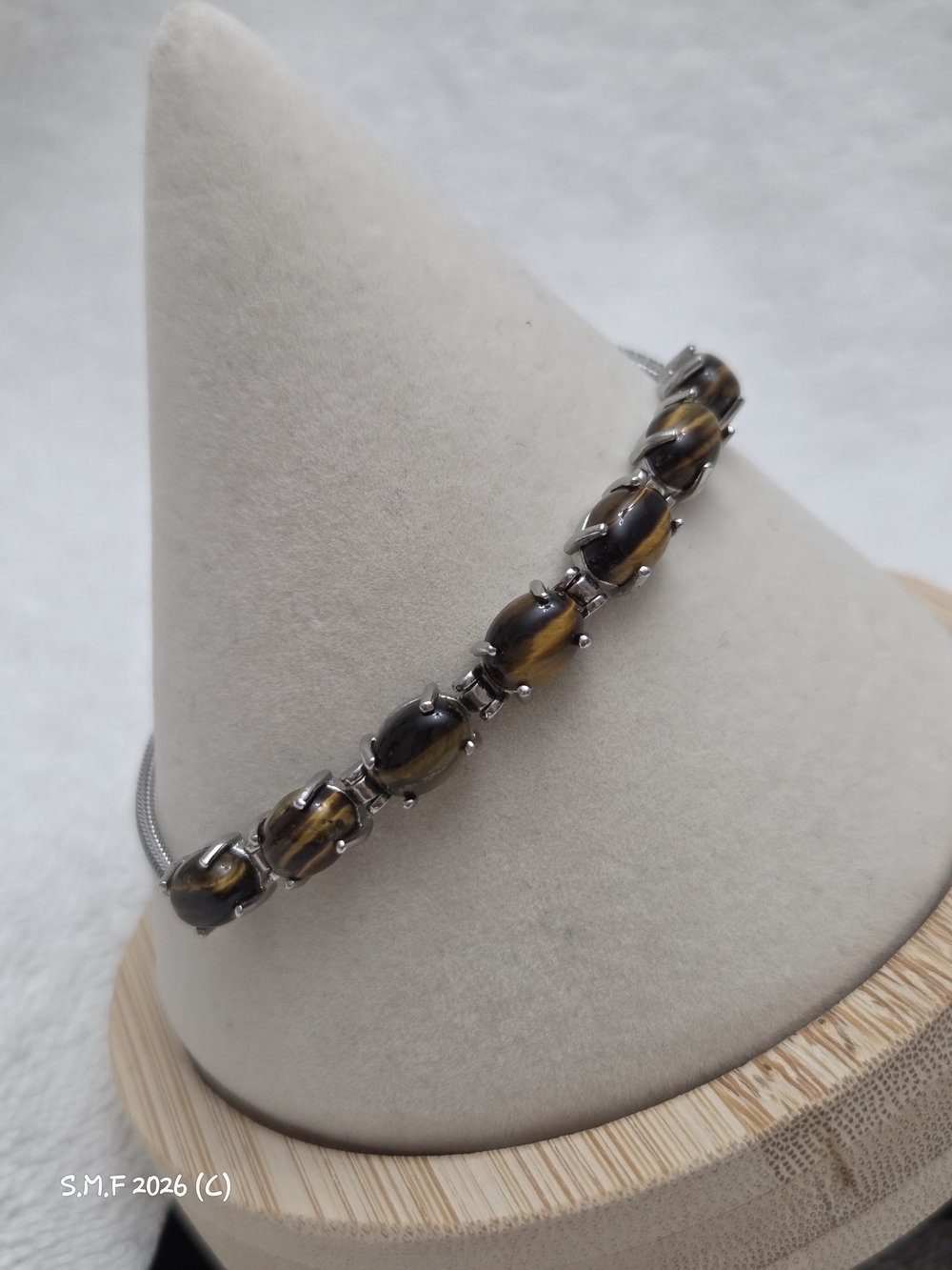 South African Tiger's Eye Bolo Bracelet in Stainless Steel